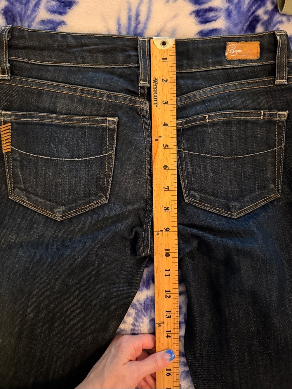 PAIGE 24 Lowrise Skyline Cropped Skinny Jeans Dark Wash - Picture 9 of 10